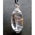 Small Clear Quartz Gemstone Lingam Spiral Pendant